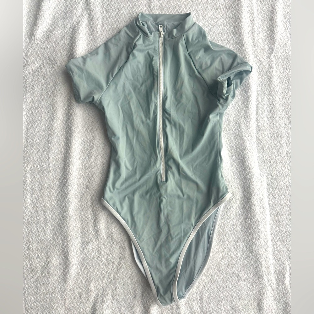 SKIMS SWIM one piece short sleeve zip